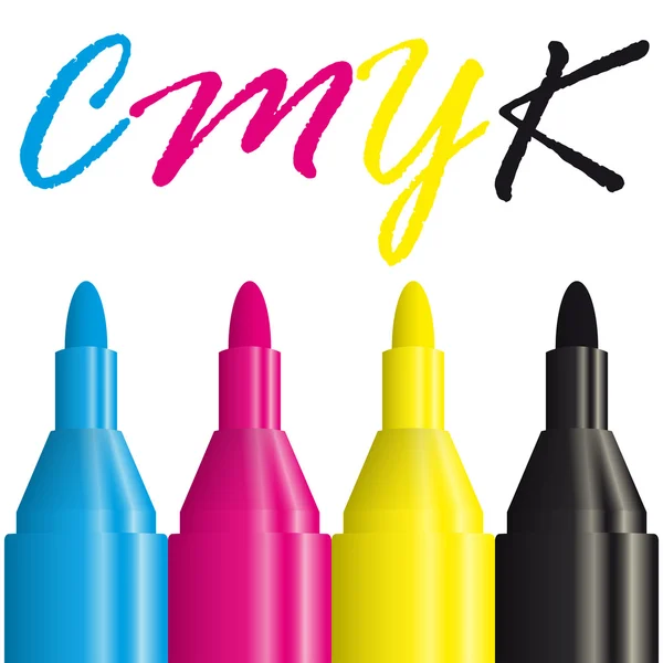 Cuatro iluminadores CMYK — Vector de stock