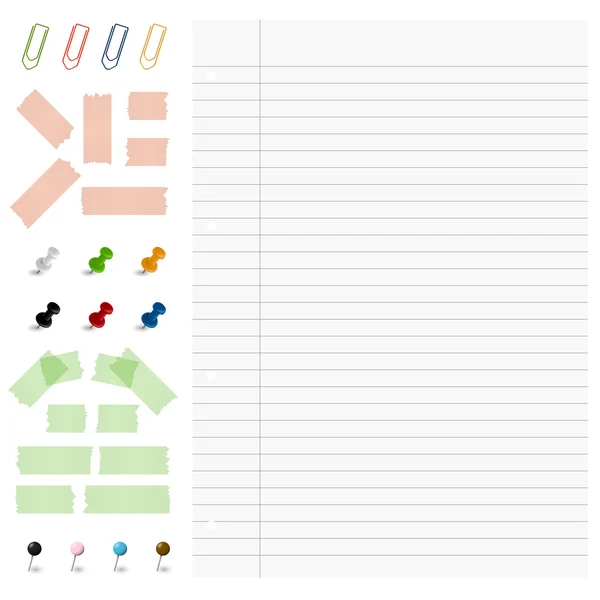 Papel con material de oficina — Archivo Imágenes Vectoriales