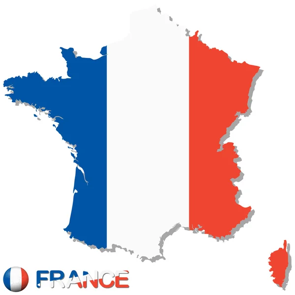 Silueta de país francia con colores nacionales — Archivo Imágenes Vectoriales