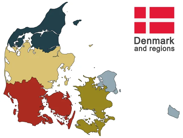 Land Dänemark und Regionen — Stockvektor