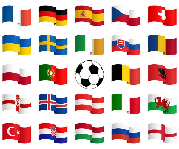 Drapeaux des équipes nationales pour le match de football — Image vectorielle