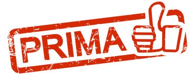 Kırmızı damga metni (Almanca olarak iyi ile)