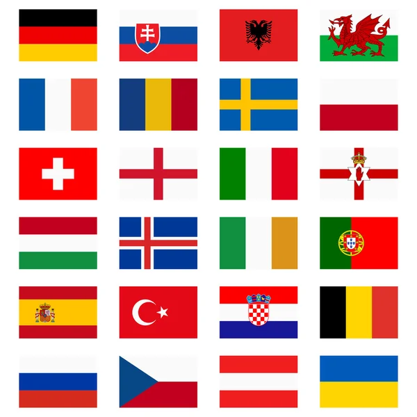 Σημαίες των εθνικών ομάδων για Ποδοσφαιρικό αγώνα — Διανυσματικό Αρχείο