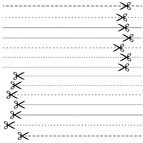 Tijeras con línea discontinua — Archivo Imágenes Vectoriales