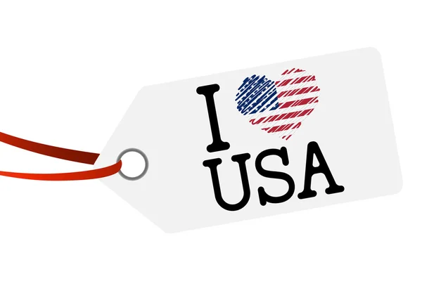 Hang tag with text I LOVE USA — Stock Vector