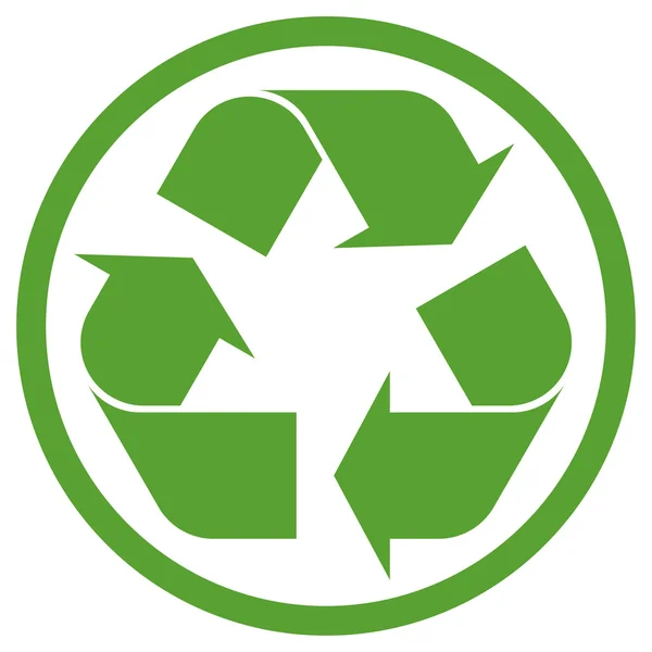 Grünes Recycling-Schild im Kreis — Stockvektor