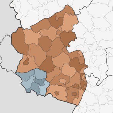Rheinland-Pfalz ve Saarland Haritası ile komşu federa
