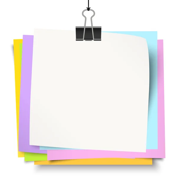 Χρωματιστά χαρτιά λίγο με κλιπ συνδετικό υλικό — Διανυσματικό Αρχείο