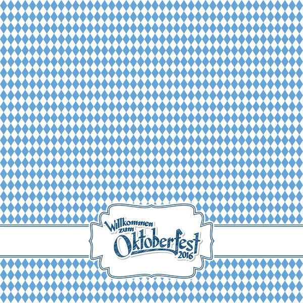 Oktoberfest Hintergrund mit blau-weiß kariertem Muster — Stockvektor