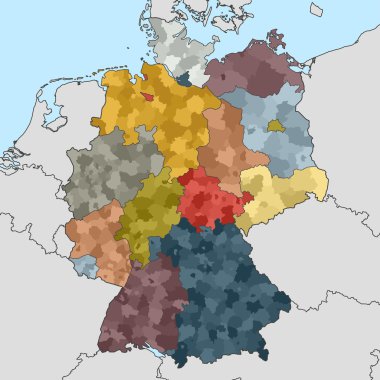Map of Germany with neighboring countries clipart