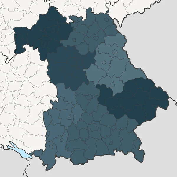 Karte von Bayern mit benachbarten Bundesländern — Stockvektor