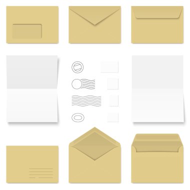 envelopes and postage stamps clipart
