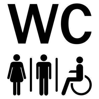 WC işareti erkek kadın tekerlekli sandalyeler