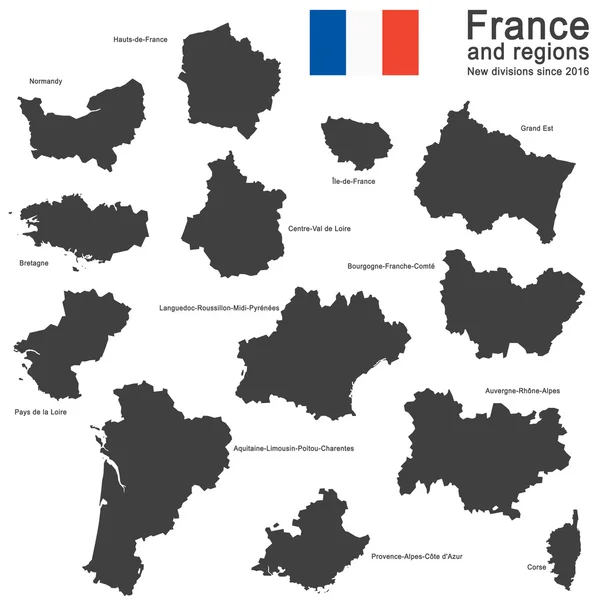 Ülke Fransa ve 2016 beri bölgeler — Stok Vektör