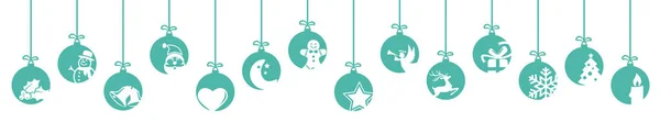 クリスマスと冬の時間の概念のための異なる抽象的なアイコンと青の色の吊るし台のコレクション — ストックベクタ