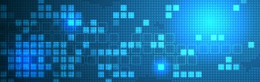 EPS 10 vektör soyut bilim ve gelecekteki kare teknoloji kavramı. Daha koyu arkaplan üzerinde mavi ışık efektleri ve bulanıklığı olan dijital resim