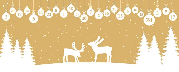 Wiszące Bożonarodzeniowe Kulki Kolorowe Białe Numerami Pokazujące Kalendarz Adwentowy Boże — Wektor stockowy