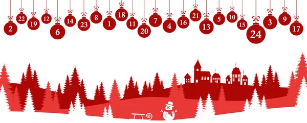 Opknoping Kerst Geschenken Rood Gekleurd Met Nummers Tot Tonen Adventskalender — Stockvector