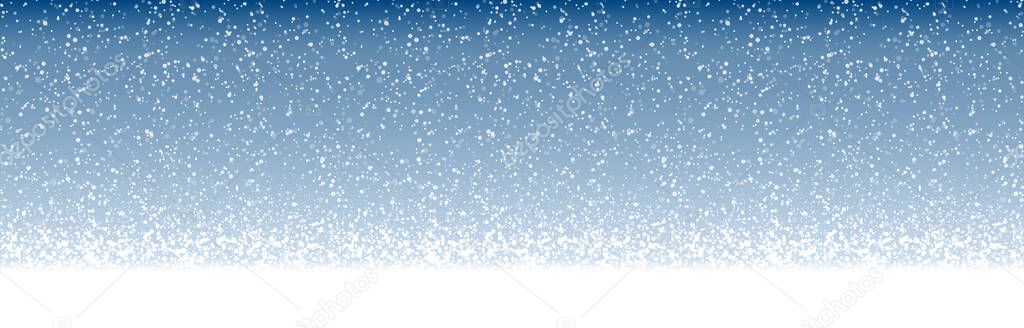 vector file with beautiful falling snow flakes on blue colored background