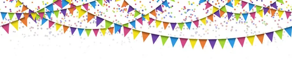 Eps Vector Illustratie Van Naadloze Gekleurde Slingers Confetti Witte Achtergrond — Stockvector