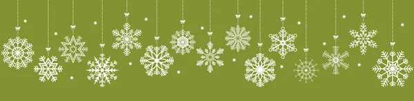 Banner Panorama Vectorial Con Diferentes Estrellas Nieve Colgantes Para Navidad — Vector de stock