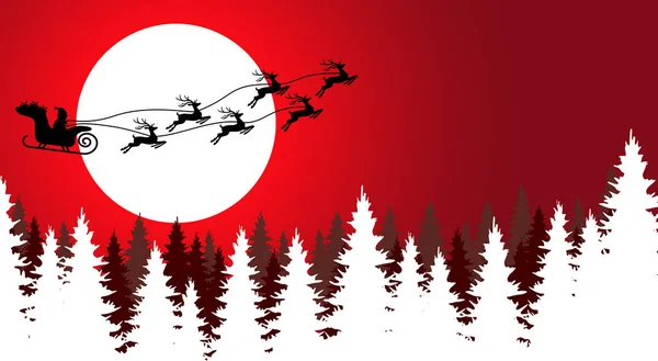 Eps Vector File Zeigt Eine Silhouette Des Weihnachtsmannes Mit Schlitten — Stockvektor