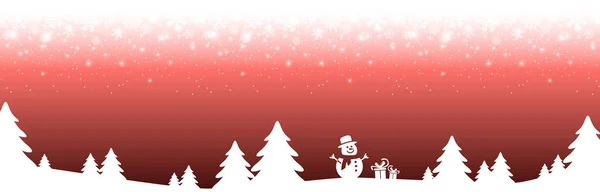 Eps Vektordatei Mit Weihnachtspanorama Header Mit Schneefall Und Waldsilhouette Hintergrund — Stockvektor