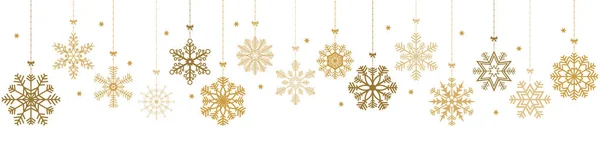 Banner Panorama Vectorial Con Diferentes Estrellas Nieve Colgantes Para Navidad — Archivo Imágenes Vectoriales