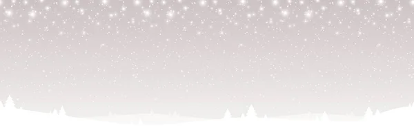 Epsベクトルファイル雪の秋と森の木々のシルエットとシームレスなクリスマスパノラマのヘッダーを表示します — ストックベクタ