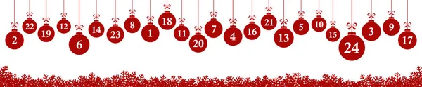 Appeso Regali Natale Colorati Rosso Con Numeri Che Mostrano Calendario — Vettoriale Stock