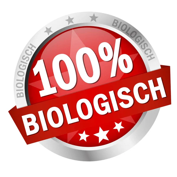Eps Διάνυσμα Στρογγυλό Χρωματιστό Κουμπί Banner Και Κείμενο 100 Biologisch — Διανυσματικό Αρχείο