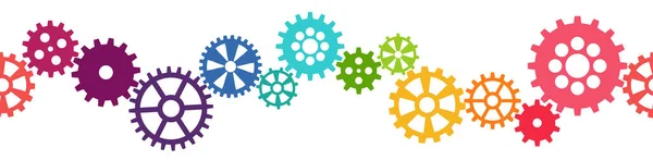 Eps Seamless Vector Illustration Colored Gears Symbolizing Cooperation Teamwork Process — Stock Vector