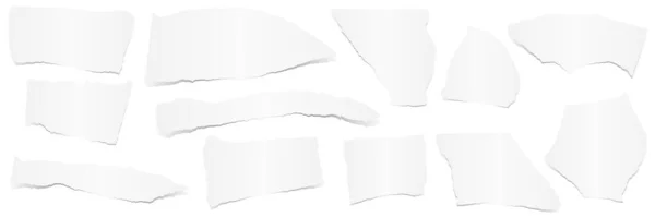 Colección Trozos Papel Color Blanco Con Sombra — Vector de stock