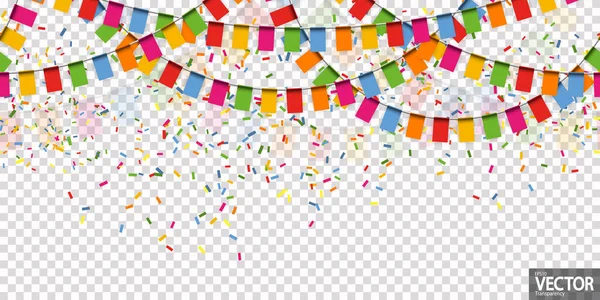 Epsカーニバルパーティーやシルベスターテンプレートの使用のための透明な背景 ベクトルファイル にシームレスな色の幸せなガーランドの10ベクトルイラスト — ストックベクタ