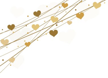 EPS 10 vektör arkaplan arkaplanı Sevgililer Günü için dizelerdeki kalpler Anneler Günü için renkli altın ve aşk kavramları