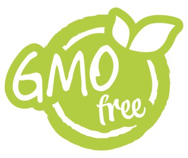 Vektör dosyası yapraklı modern yeşil yuvarlak damga, beyaz metin GMO ücretsiz