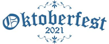EPS 10 vektör dosyası mavi ve beyaz başlıklı ve metin Oktoberfest 2021