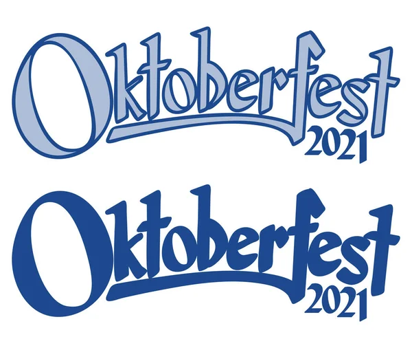 Cabeçalho Azul Branco Com Texto Oktoberfest 2021 — Vetor de Stock