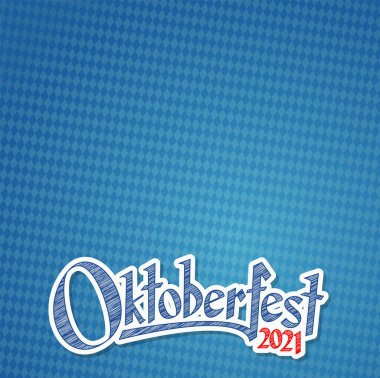 Oktoberfest geçmişi mavi-beyaz kareli kalıp ve metin Oktoberfest 2021 (Almanca)