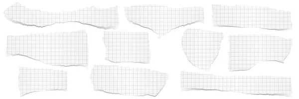 Colección Trozos Papel Cuadros Blancos Con Sombras — Vector de stock