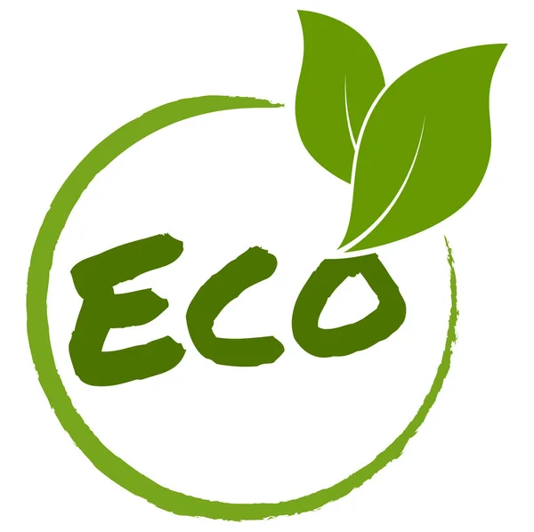 Eps Wektor Plik Nowoczesny Zielony Okrągły Znaczek Liśćmi Tekst Eco — Wektor stockowy