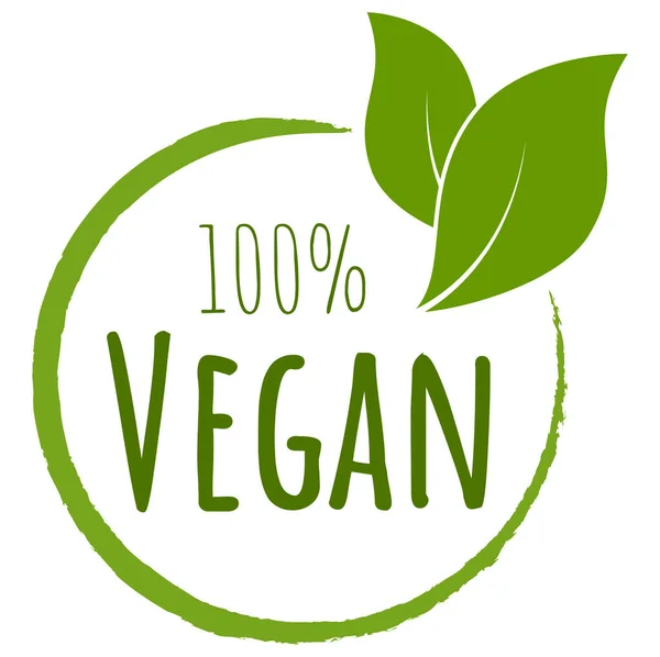 Eps Vector File Modern Green Stamp Leaves Text 100 Vegan — Stock Vector