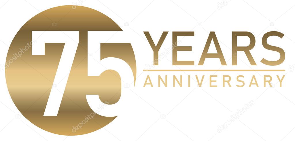 eps vector file with golden anniversary seal on white background for success or firm jubilee with text 75 years