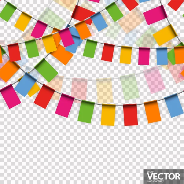 Illustration Vectorielle Eps Guirlandes Heureuses Couleur Transparente Sur Fond Transparent — Image vectorielle