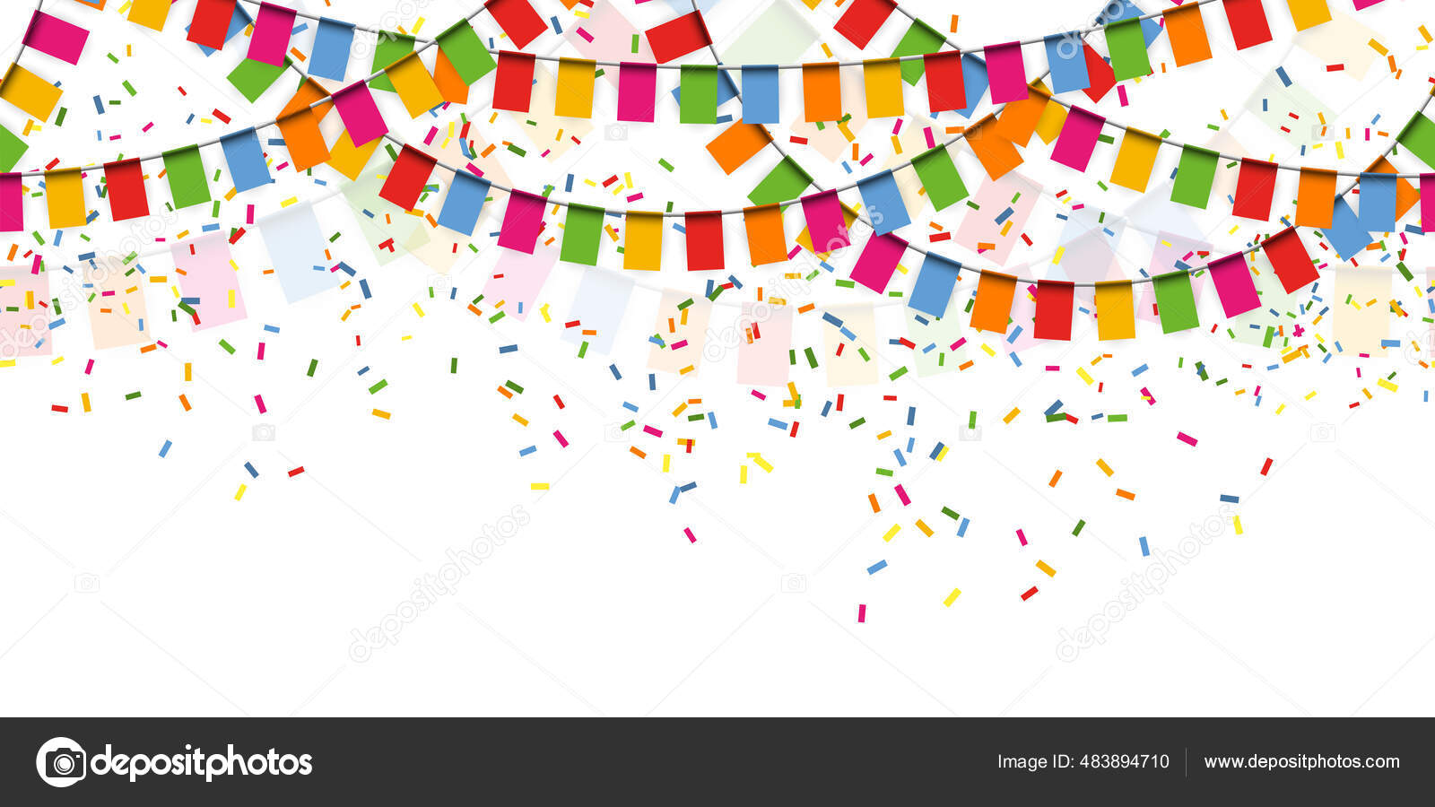 Ilustración Vectorial Eps Guirnaldas Felices Colores Sin Costura Sobre  Fondo Vector de stock #483894710 de ©opicobello, image size:1600x900