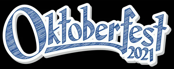 青と白のヘッダーとスクリブルパターンとテキスト Oktoberfest 2021 — ストックベクタ