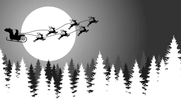 Eps Vector File Zeigt Eine Silhouette Des Weihnachtsmannes Mit Schlitten — Stockvektor