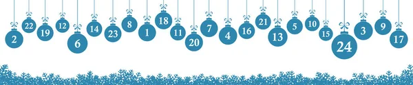 Opknoping Kerst Geschenken Gekleurd Blauw Met Nummers Tot Tonen Adventskalender — Stockvector