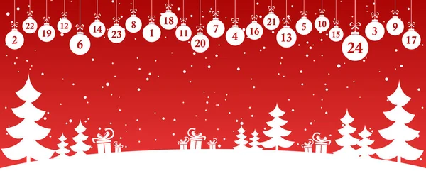Boules Noël Suspendues Couleur Blanche Avec Numéros Montrant Calendrier Avent Illustration De Stock