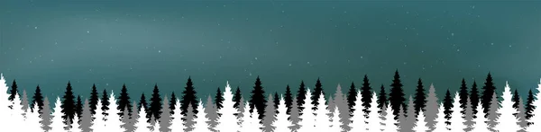 Epsベクトルファイル星の夜の前にシルエット針葉樹の木 背景色の青 — ストックベクタ
